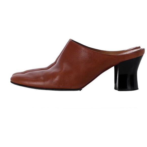 Pre Loved The Row Vintage Leather Mules Women brown | ochre Mid Heels - Picture 6 of 8